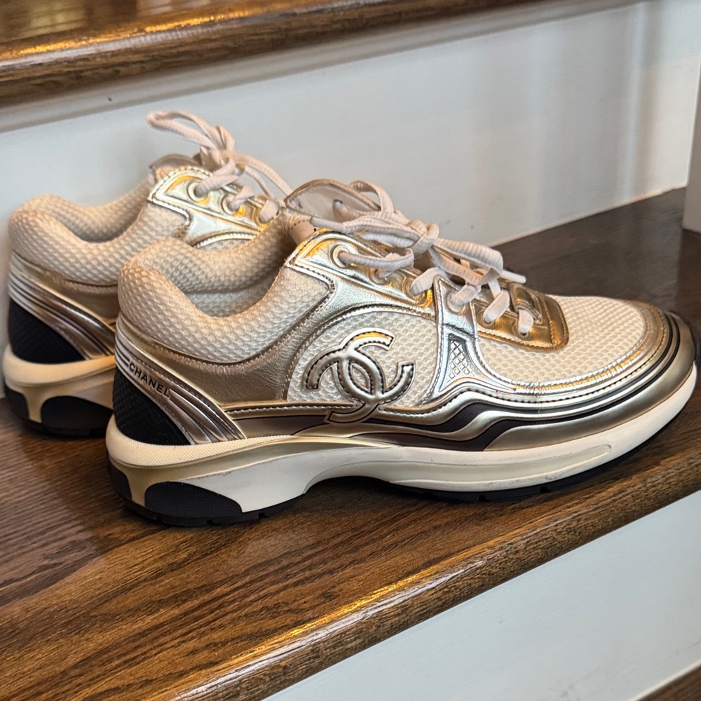AUTHENTIC Chanel Gold Metallic Sneakers!! Size 39.5 - Fits Women’s 8.5-9